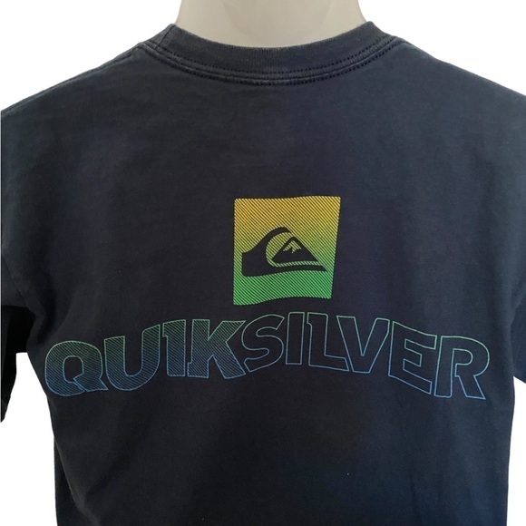 Quiksilver Surf Logo Navy Blue Tee Shirt Men M Medium - Picture 3 of 5